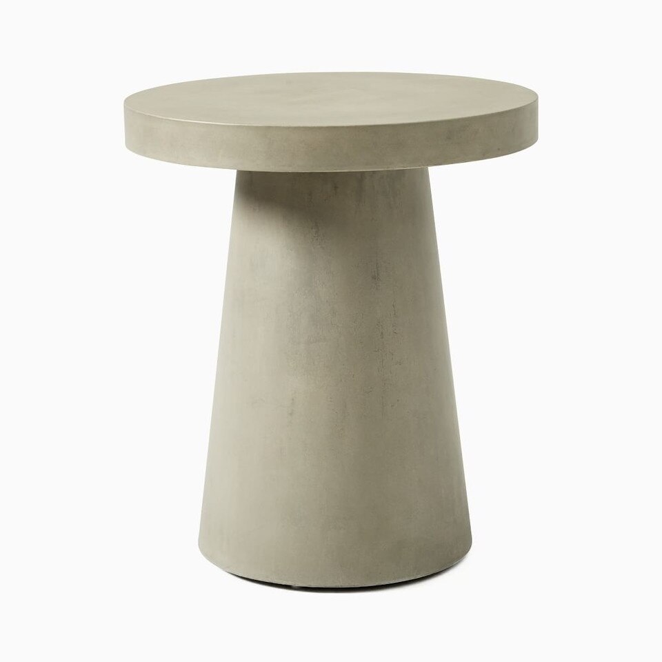 Concrete Outdoor Pedestal Round Side Table West Elm UK
